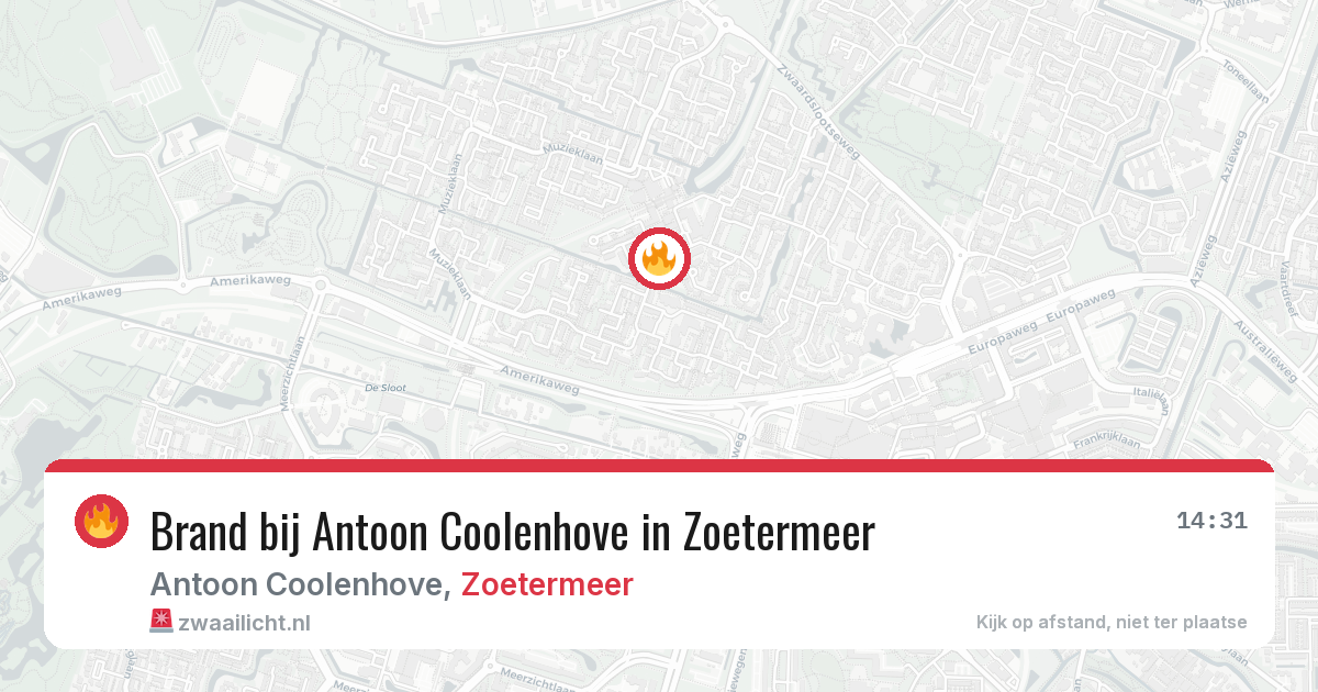 Brand bij Antoon Coolenhove in Zoetermeer — 26 jun 2026