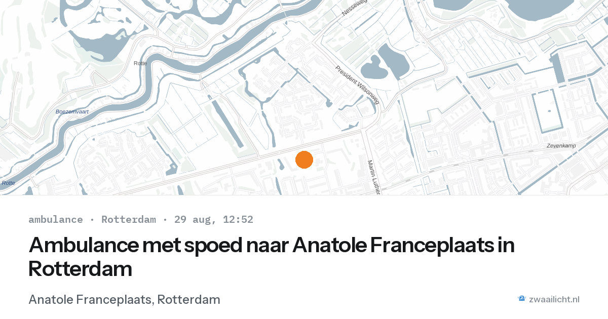 Ambulance met spoed naar Anatole Franceplaats in Rotterdam — 29 aug 2026