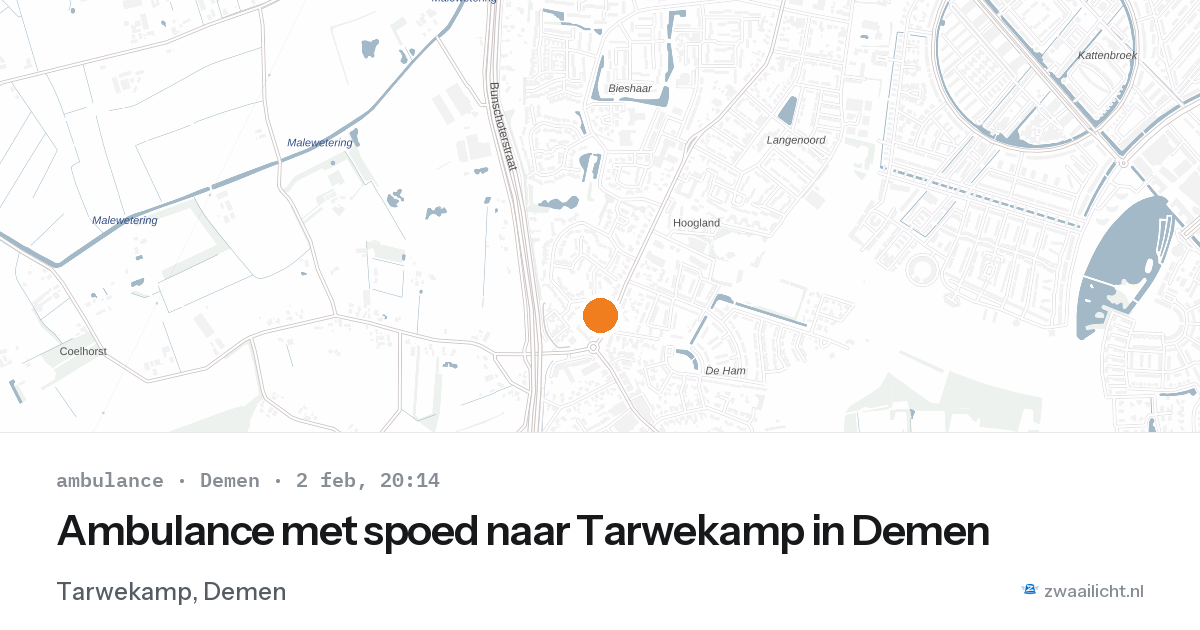 Ambulance met spoed naar Tarwekamp in Demen — 2 feb 2026