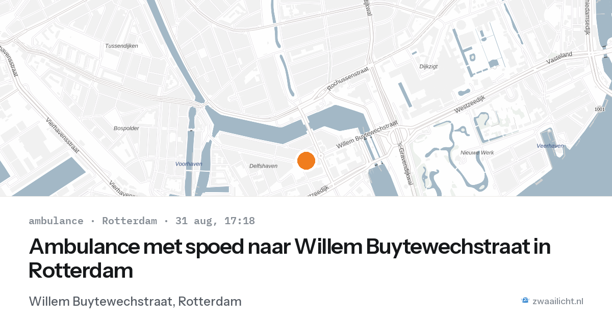 Ambulance met spoed naar Willem Buytewechstraat in Rotterdam — 31 aug 2026