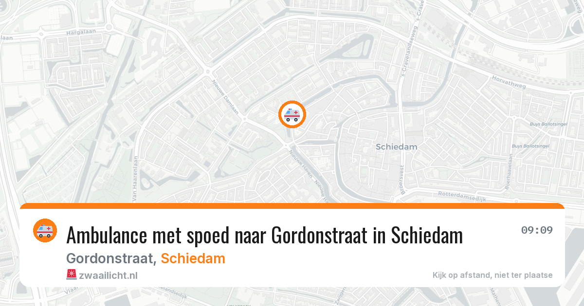 Ambulance met spoed naar Gordonstraat in Schiedam — 5 mei 2026