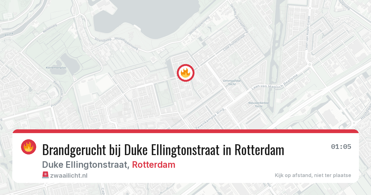 Brandgerucht bij Duke Ellingtonstraat in Rotterdam — 26 jun 2026