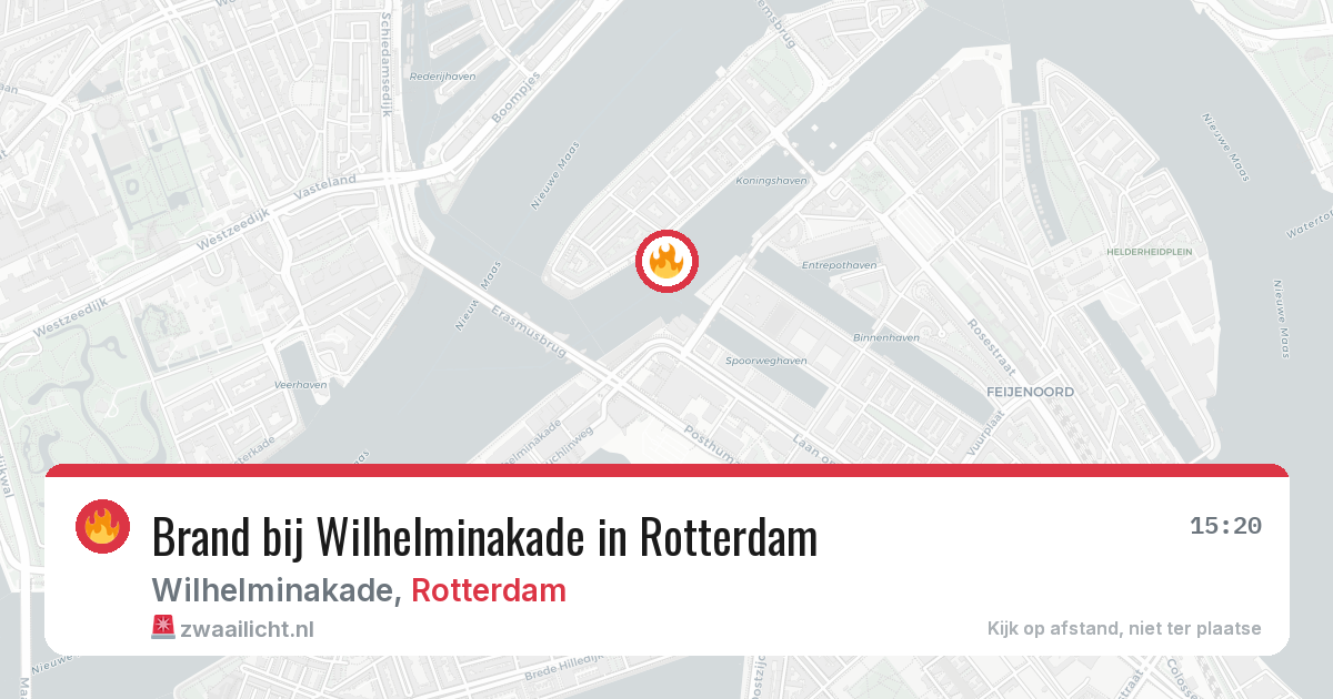 Brand bij Wilhelminakade in Rotterdam — 1 apr 2026