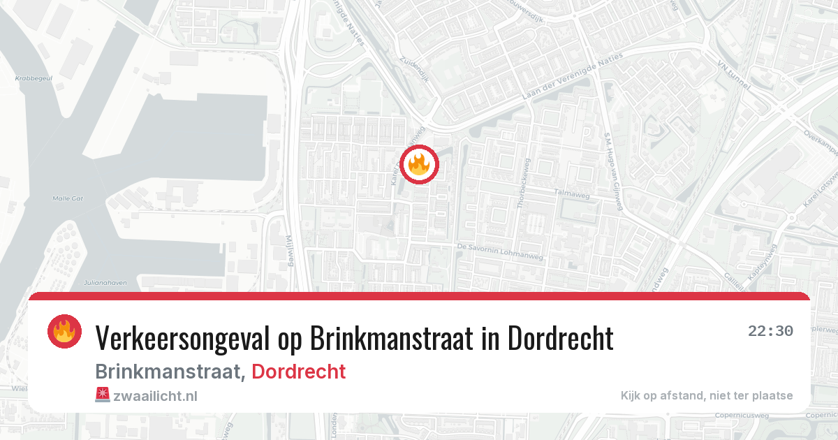 Verkeersongeval op Brinkmanstraat in Dordrecht — 23 mrt 2026