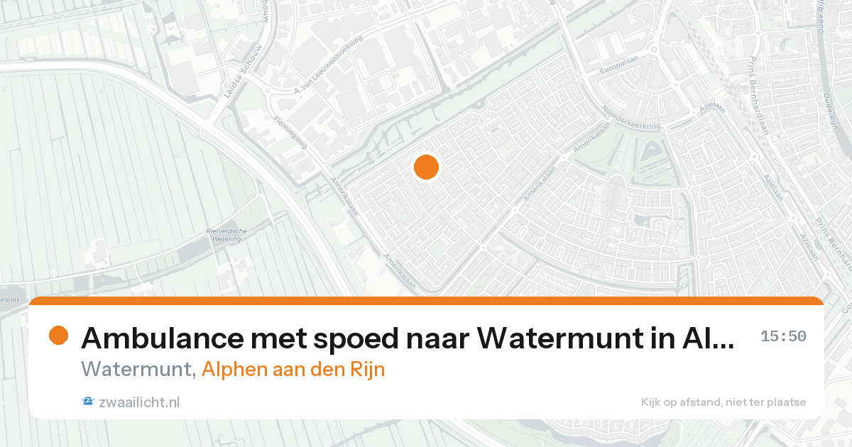 Ambulance met spoed naar Watermunt in Alphen aan den Rijn — 15 aug 2026