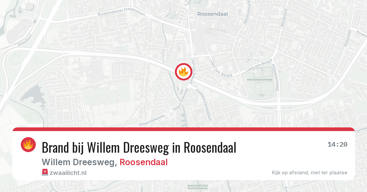 Brand bij Willem Dreesweg in Roosendaal — 5 aug 2026