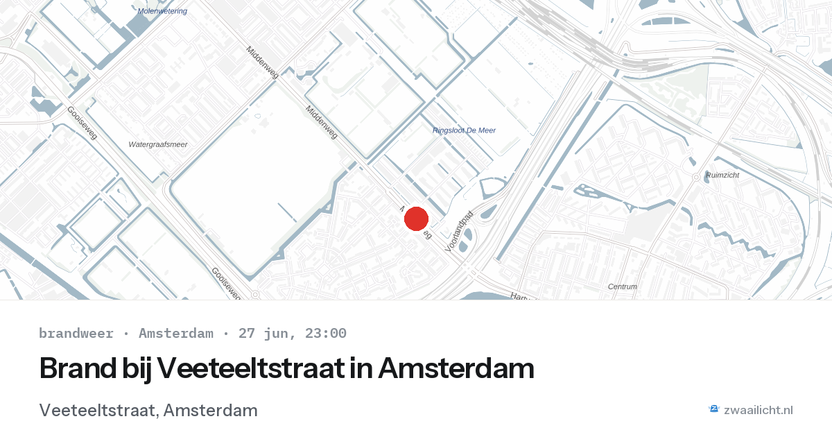 Brand bij Veeteeltstraat in Amsterdam — 27 jun 2026