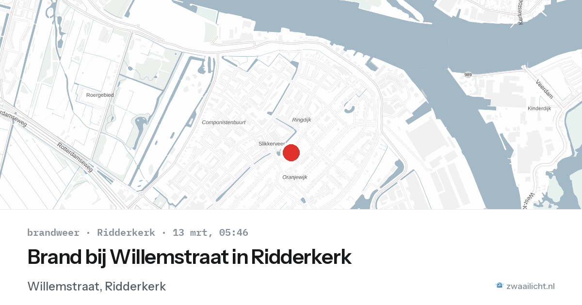 Brand bij Willemstraat in Ridderkerk — 13 mrt 2026