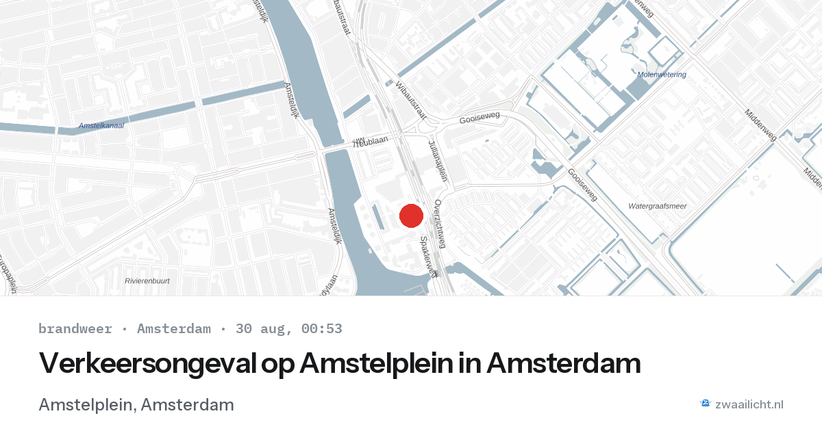 Verkeersongeval op Amstelplein in Amsterdam — 29 aug 2026