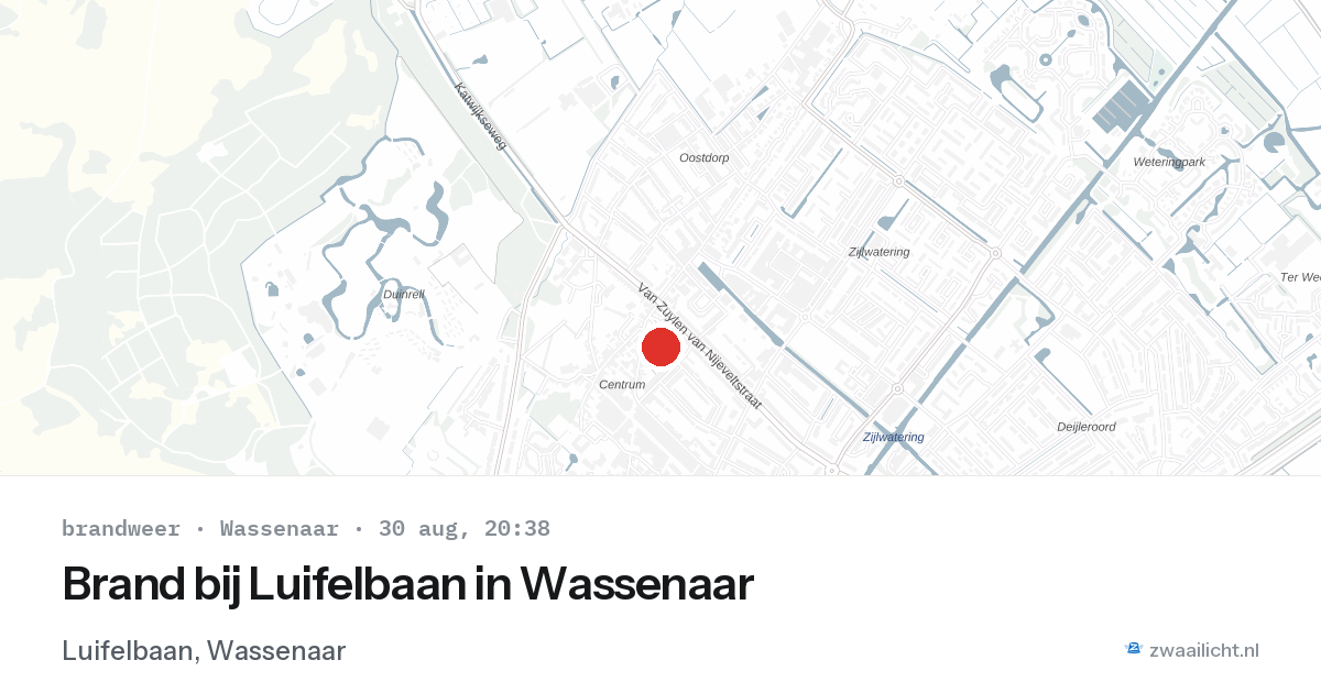 Brand bij Luifelbaan in Wassenaar — 30 aug 2026