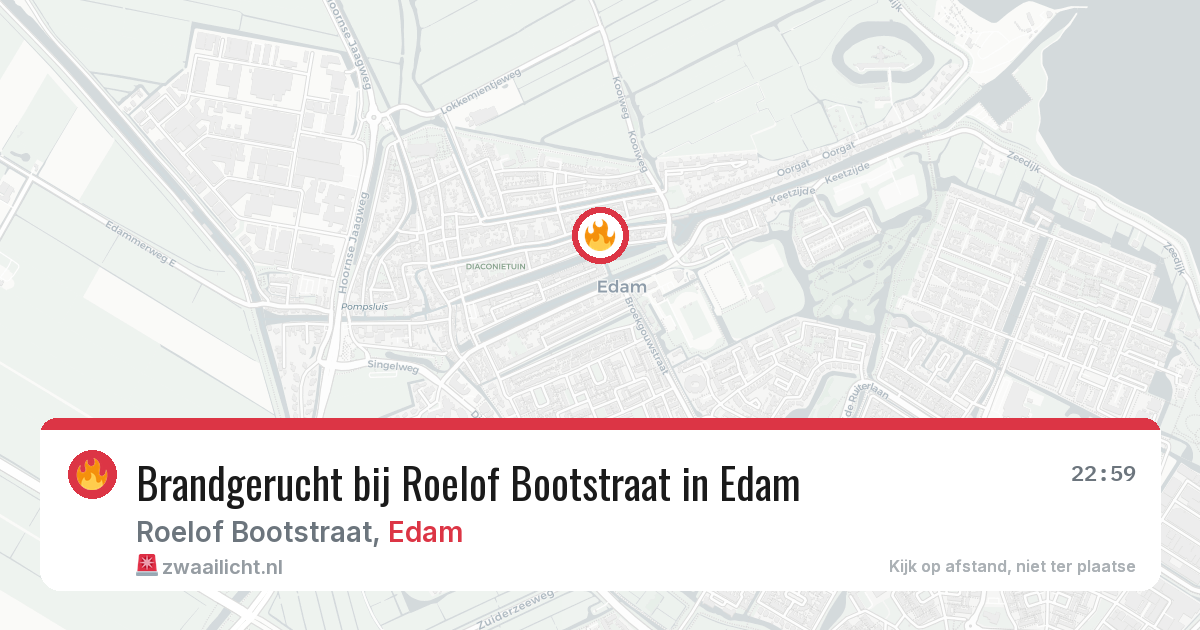 Brandgerucht bij Roelof Bootstraat in Edam — 15 jun 2026