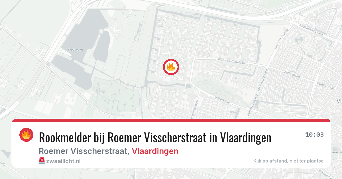 Rookmelder bij Roemer Visscherstraat in Vlaardingen — 25 mei 2026