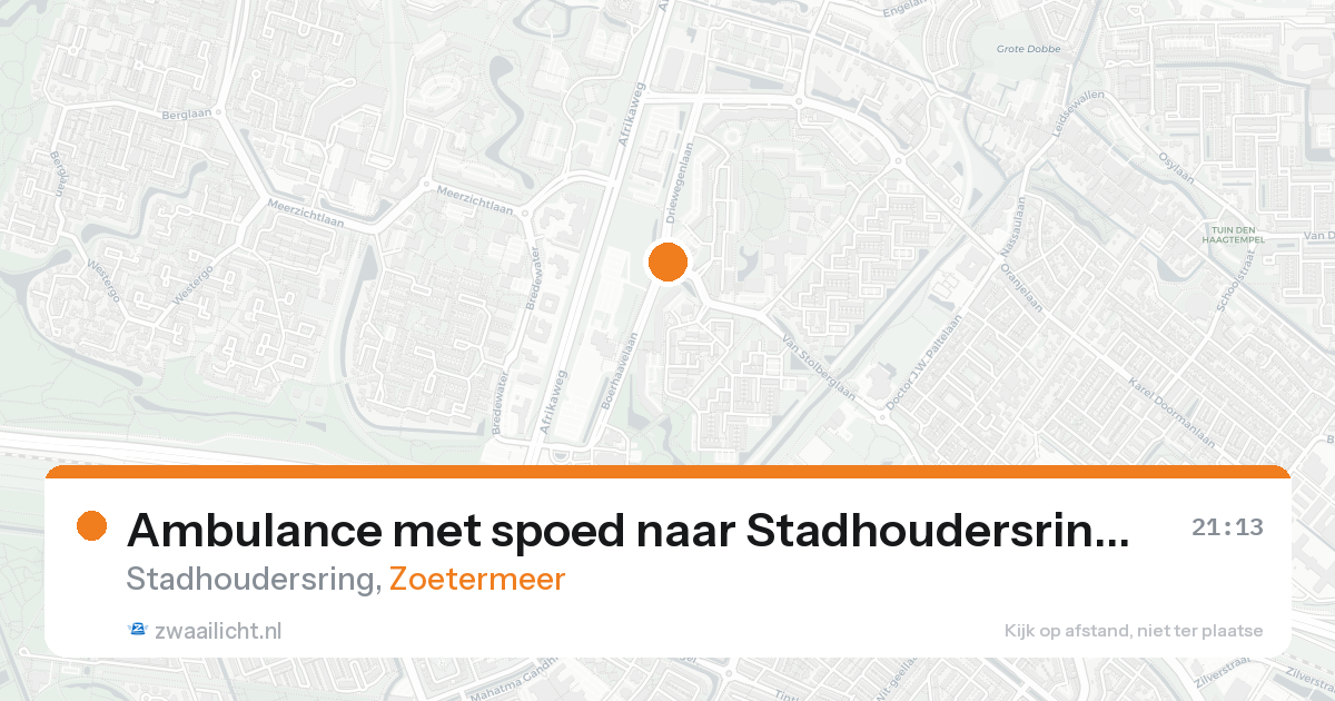 Ambulance met spoed naar Stadhoudersring in Zoetermeer — 20 aug 2026