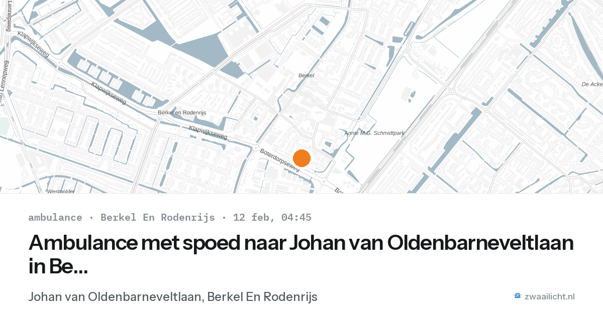Ambulance met spoed naar Johan van Oldenbarneveltlaan in Berkel En Rodenrijs — 12 feb 2026