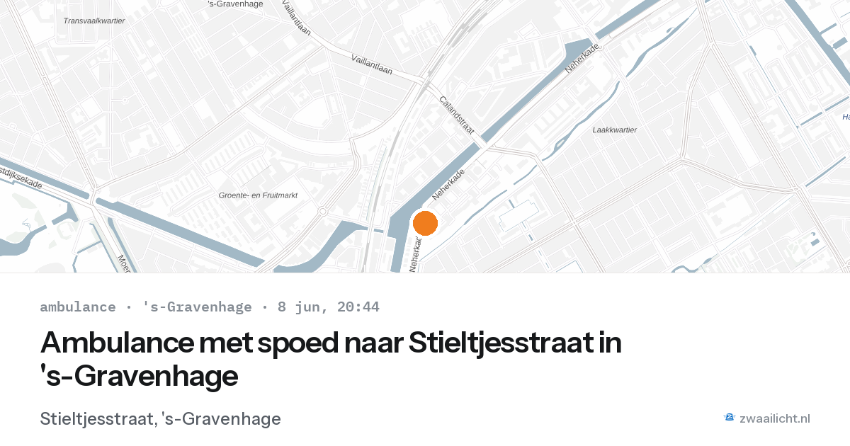 Ambulance met spoed naar Stieltjesstraat in 's-Gravenhage — 8 jun 2026