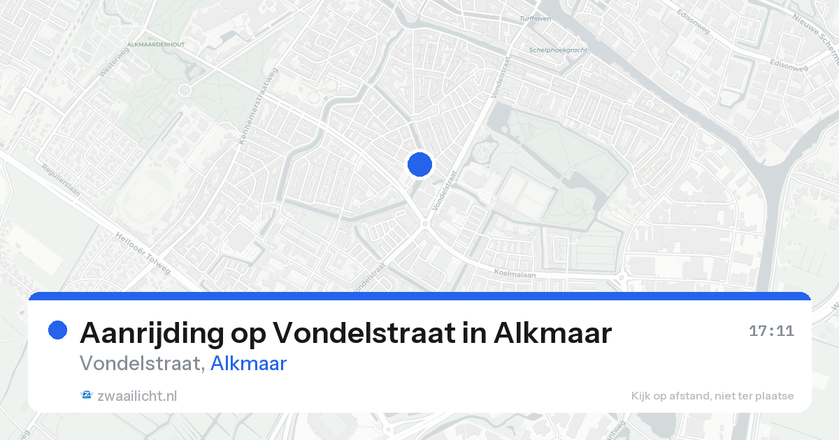 Aanrijding op Vondelstraat in Alkmaar — 20 aug 2026