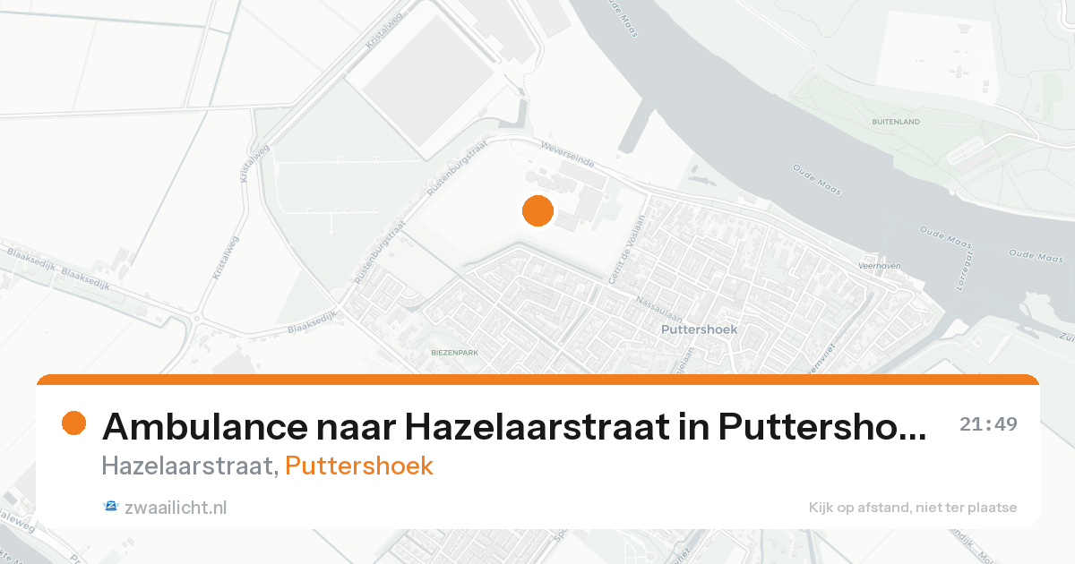 Ambulance naar Hazelaarstraat in Puttershoek — 25 mei 2026