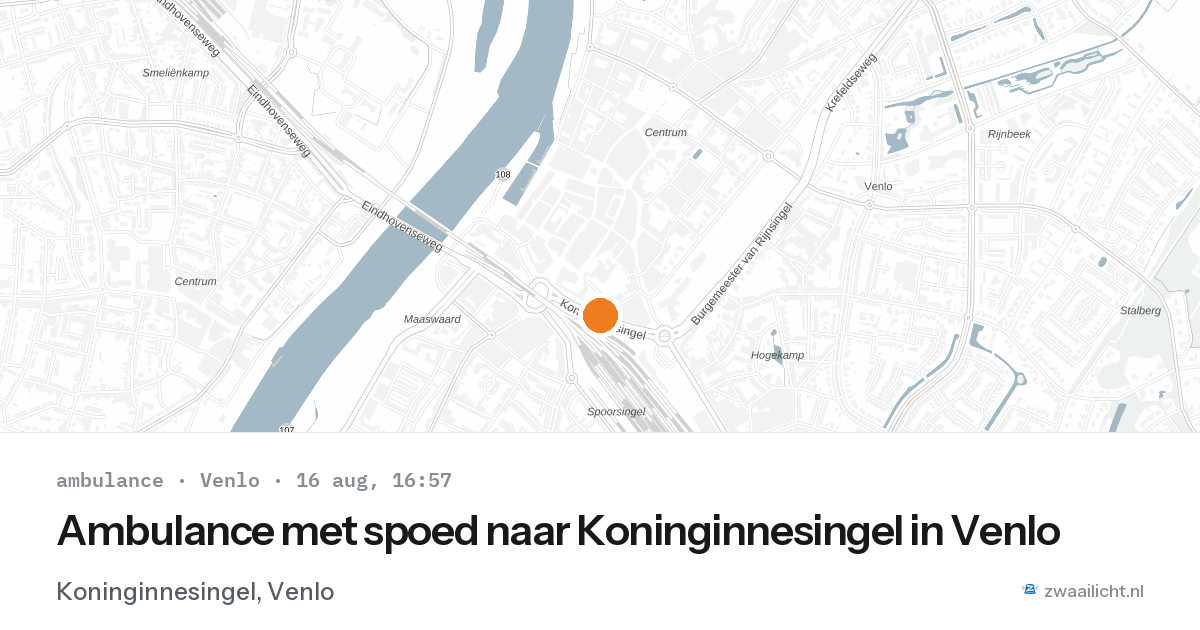 Ambulance met spoed naar Koninginnesingel in Venlo — 16 aug 2026