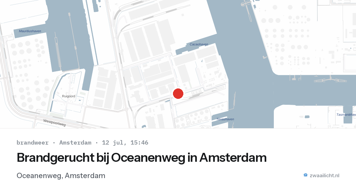 Brandgerucht bij Oceanenweg in Amsterdam — 12 jul 2026