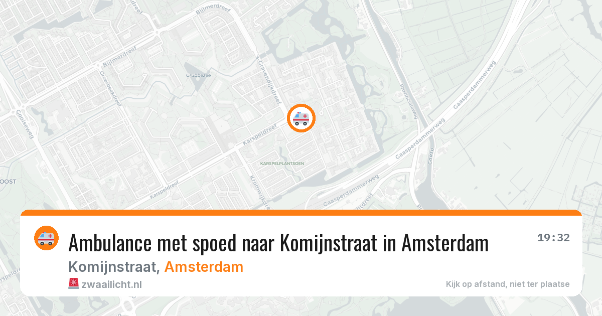 Ambulance met spoed naar Komijnstraat in Amsterdam — 13 aug 2026