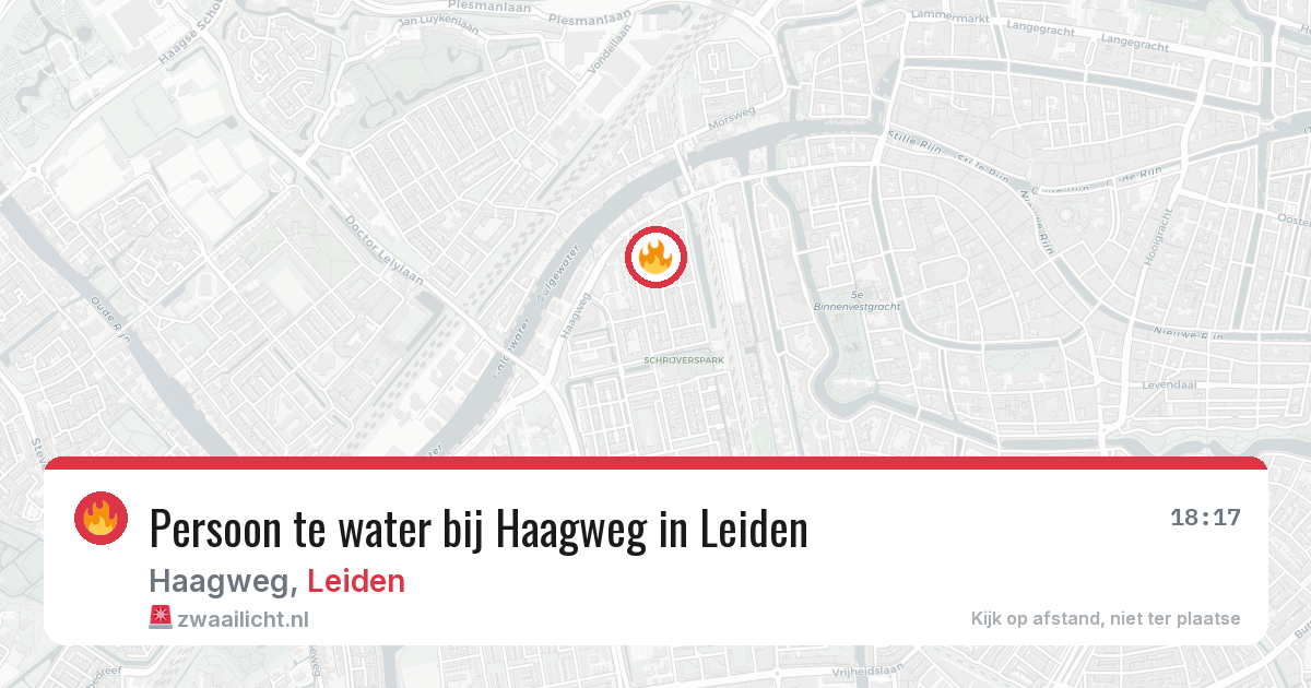 Persoon te water bij Haagweg in Leiden — 14 jul 2026