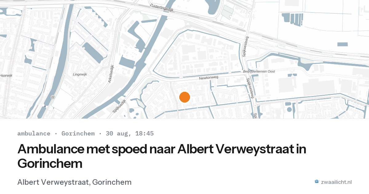 Ambulance met spoed naar Albert Verweystraat in Gorinchem — 30 aug 2026