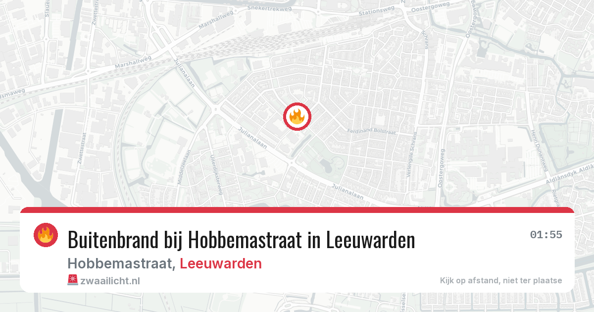 Buitenbrand bij Hobbemastraat in Leeuwarden — 6 jul 2026