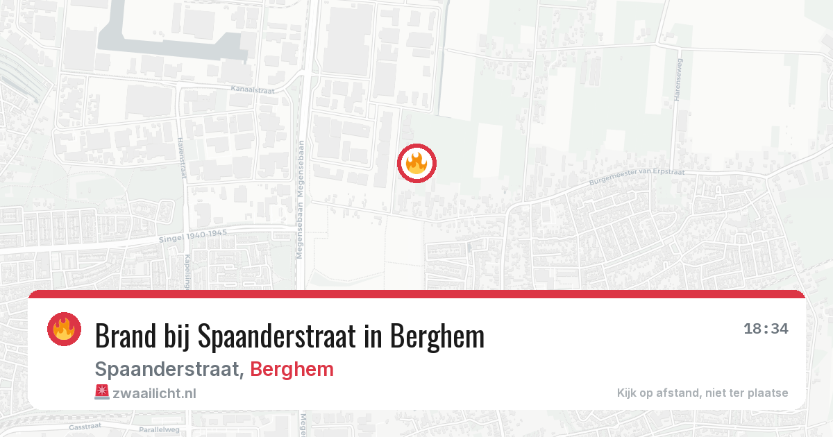Brand bij Spaanderstraat in Berghem — 9 aug 2026