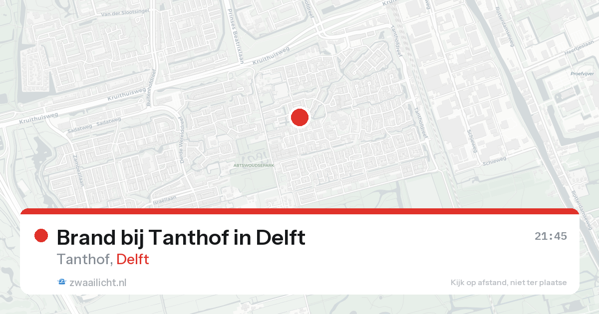 Brand bij Tanthof in Delft — 25 aug 2026