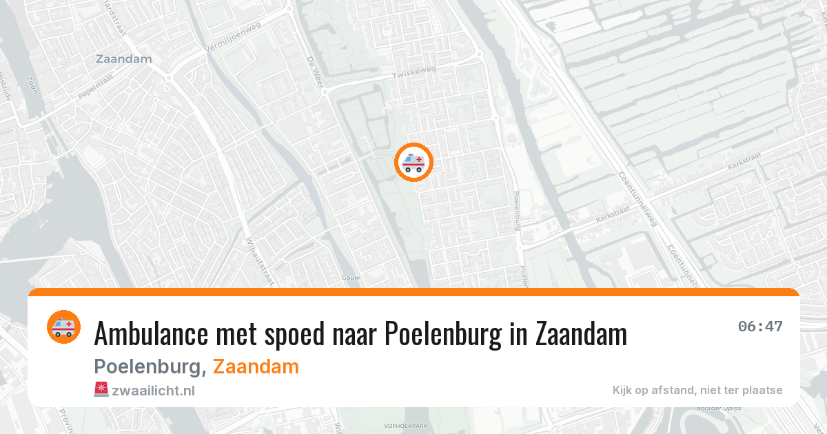 Ambulance met spoed naar Poelenburg in Zaandam — 3 aug 2026