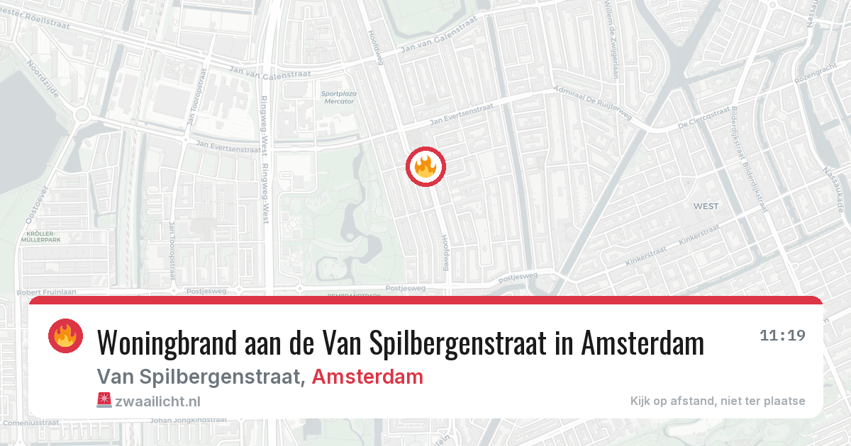 Woningbrand aan de Van Spilbergenstraat in Amsterdam — 24 jul 2026