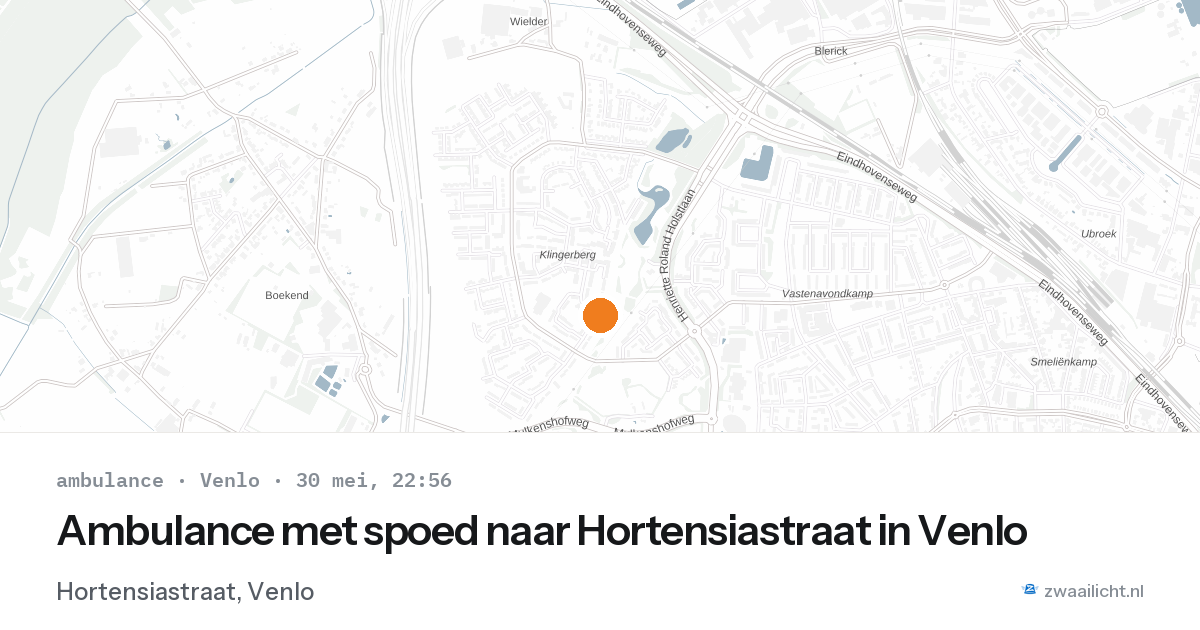 Ambulance met spoed naar Hortensiastraat in Venlo — 30 mei 2026