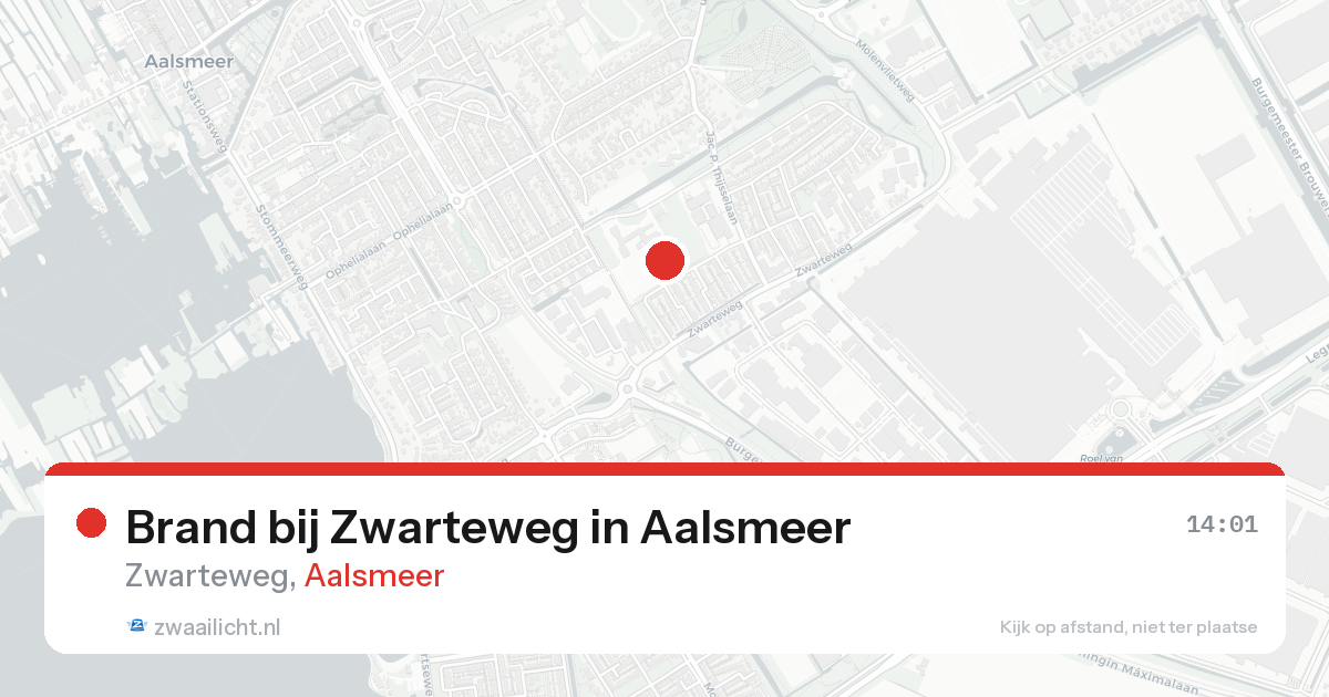 Brand bij Zwarteweg in Aalsmeer — 15 aug 2026