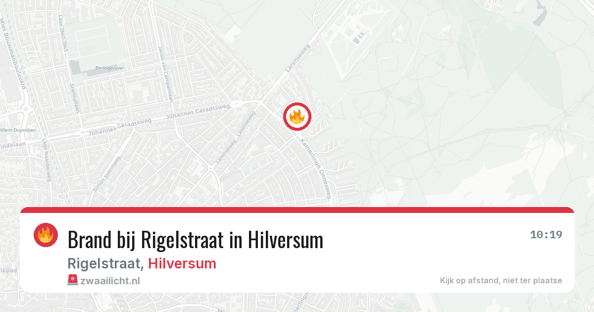 Brand bij Rigelstraat in Hilversum — 19 jul 2026