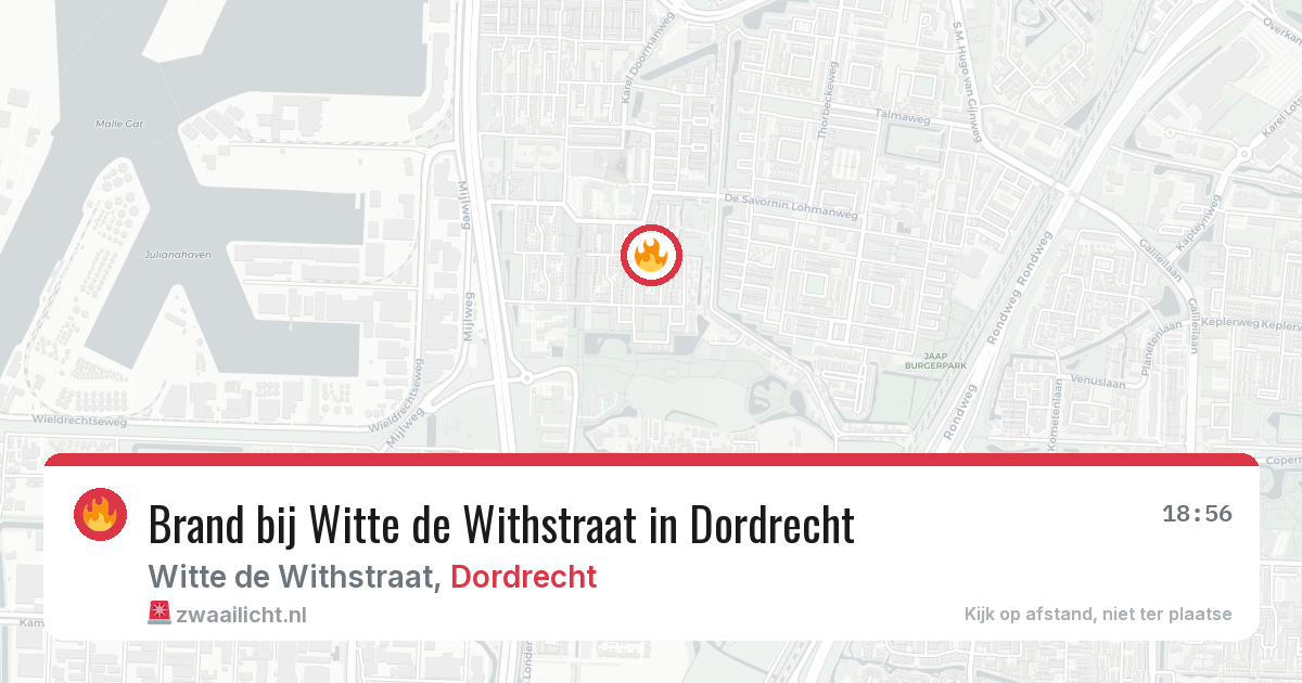 Brand bij Witte de Withstraat in Dordrecht — 14 jun 2026