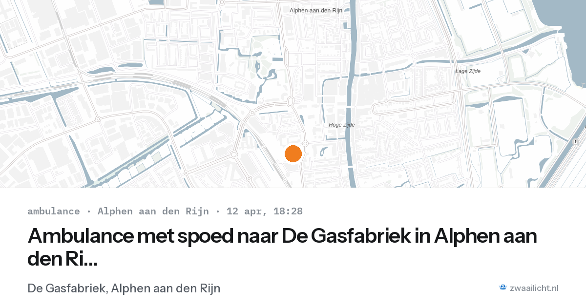 Ambulance met spoed naar De Gasfabriek in Alphen aan den Rijn — 12 apr 2026