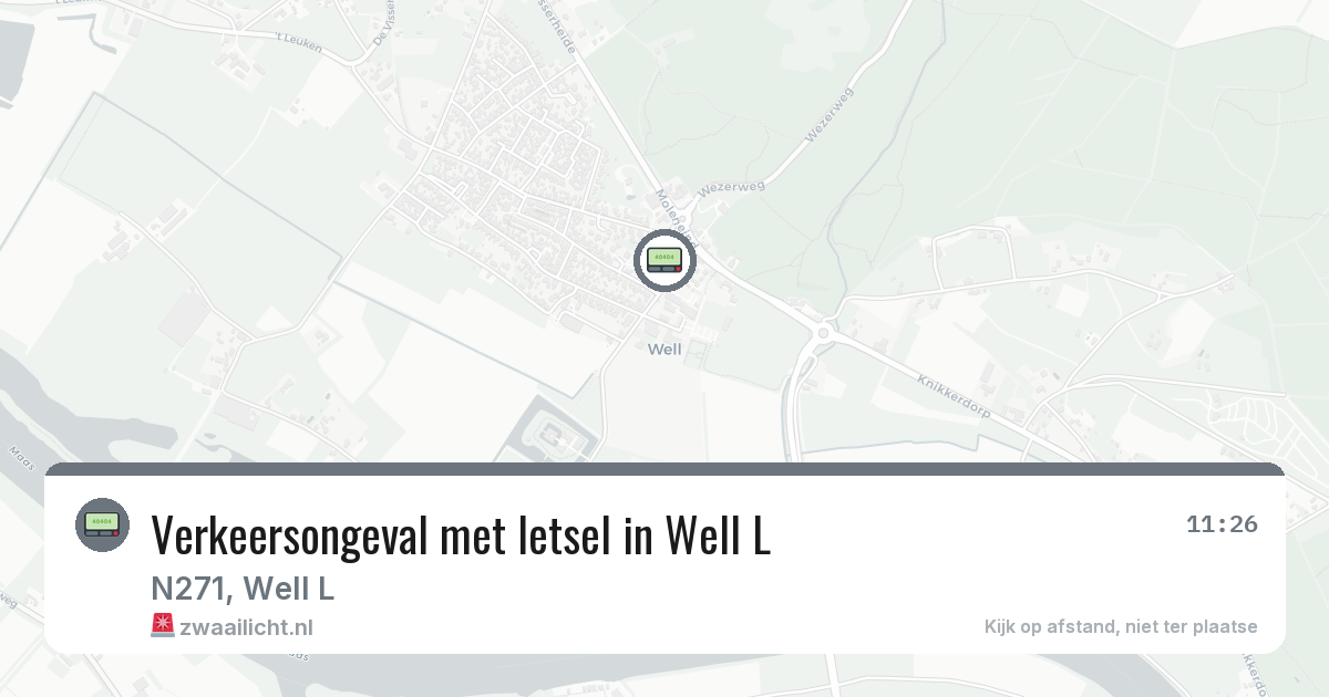 Verkeersongeval met letsel in Well L — 11 jul 2026