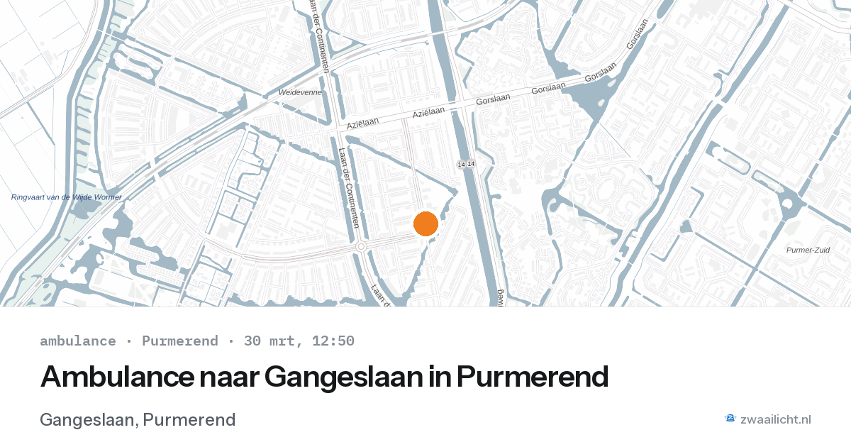 Ambulance naar Gangeslaan in Purmerend — 30 mrt 2026