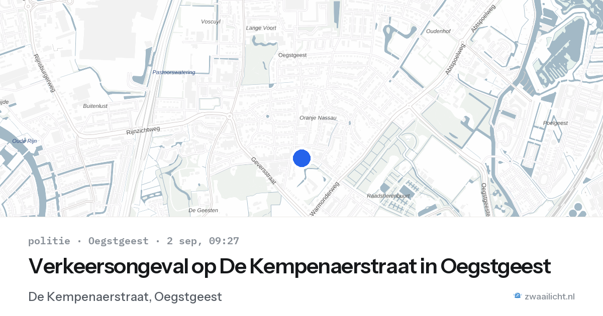 Verkeersongeval op De Kempenaerstraat in Oegstgeest — 2 sep 2026