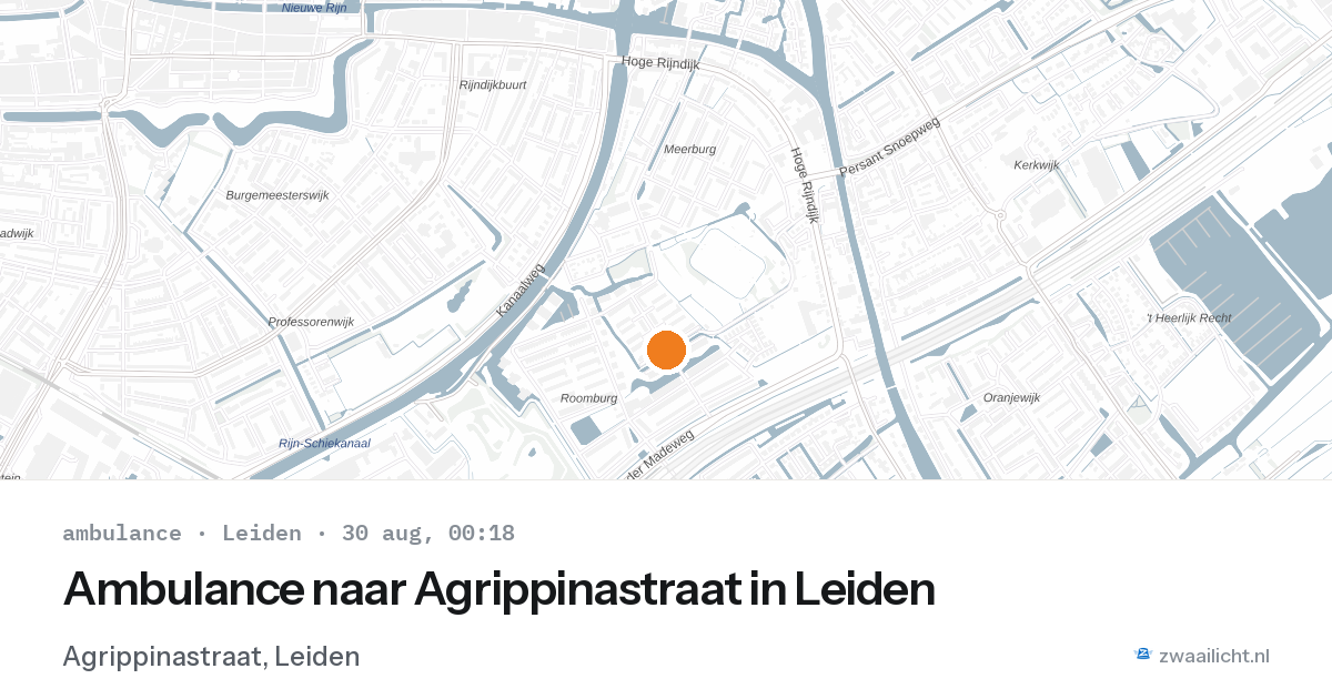 Ambulance naar Agrippinastraat in Leiden — 29 aug 2026