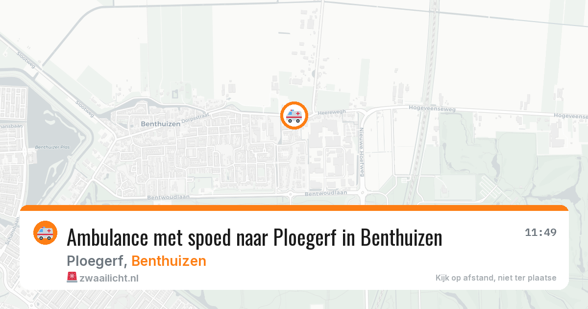 Ambulance met spoed naar Ploegerf in Benthuizen — 25 mrt 2026