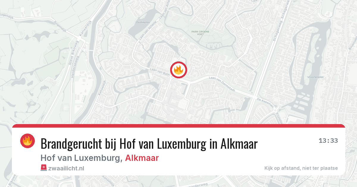 Brandgerucht bij Hof van Luxemburg in Alkmaar — 5 aug 2026