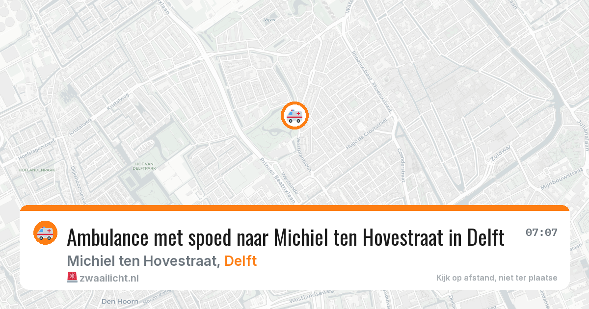 Ambulance met spoed naar Michiel ten Hovestraat in Delft — 29 jun 2026
