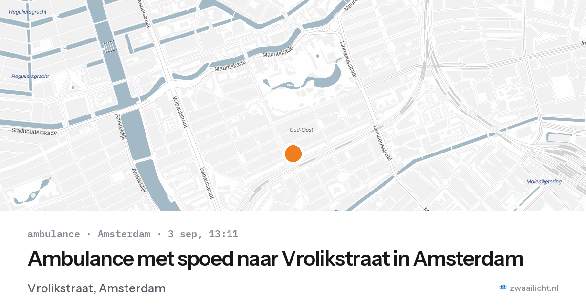 Ambulance met spoed naar Vrolikstraat in Amsterdam — 3 sep 2026