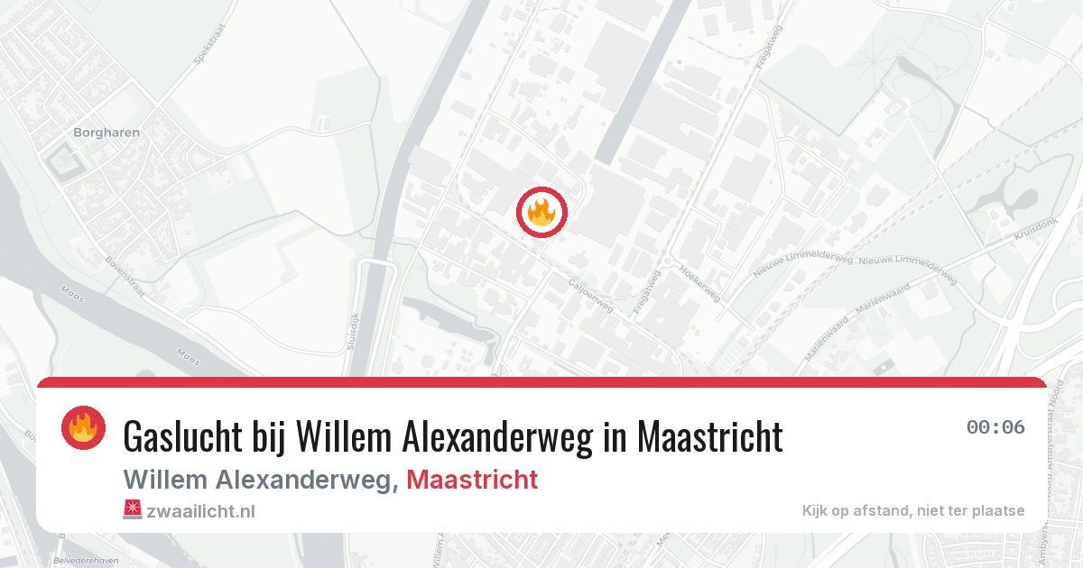 Gaslucht bij Willem Alexanderweg in Maastricht — 3 aug 2026
