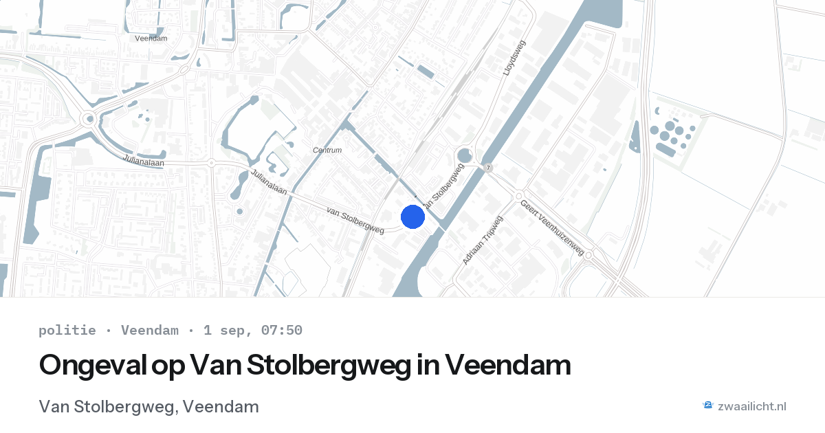 Ongeval op Van Stolbergweg in Veendam — 1 sep 2026