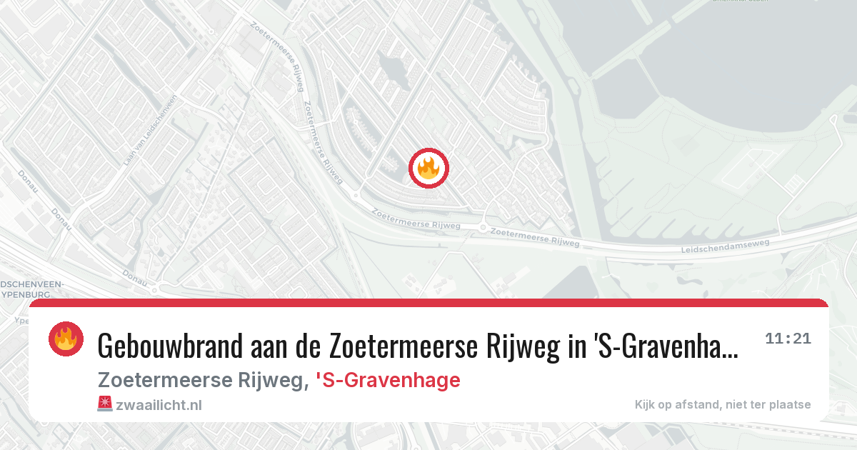 Gebouwbrand aan de Zoetermeerse Rijweg in 'S-Gravenhage — 19 apr 2026