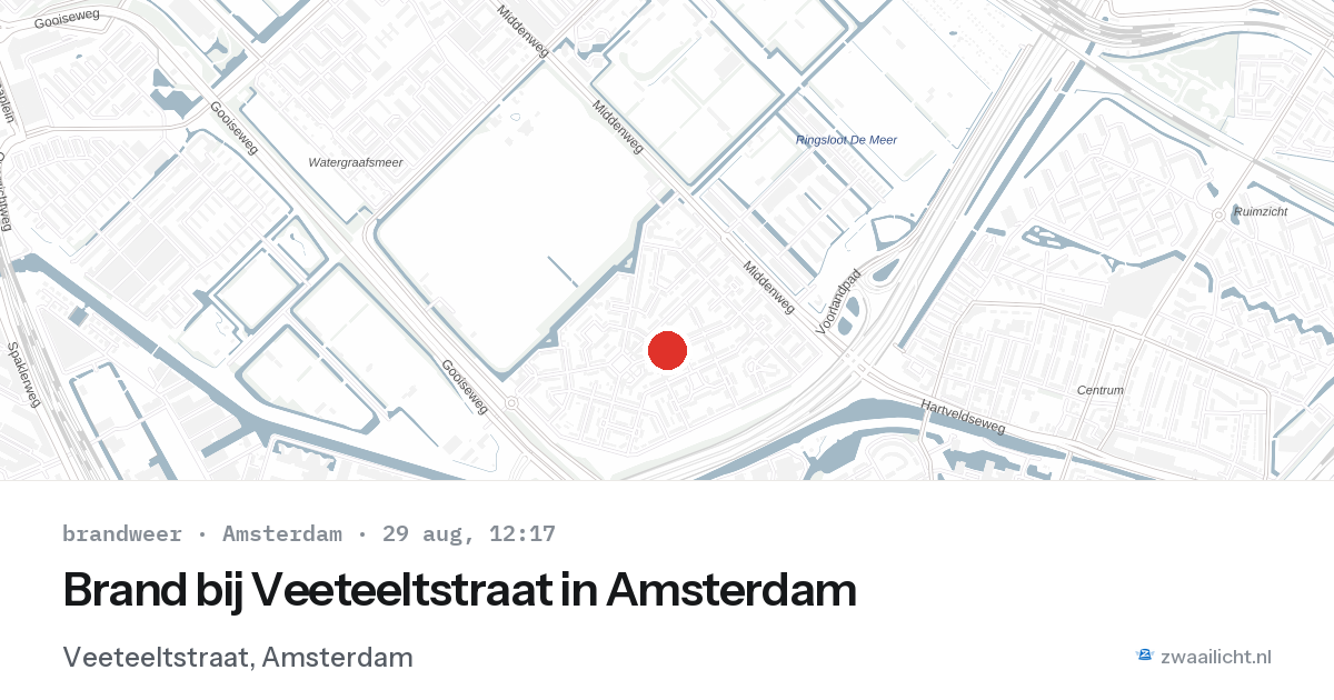Brand bij Veeteeltstraat in Amsterdam — 29 aug 2026