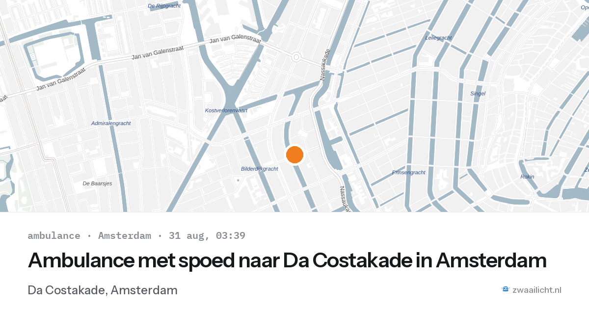 Ambulance met spoed naar Da Costakade in Amsterdam — 31 aug 2026