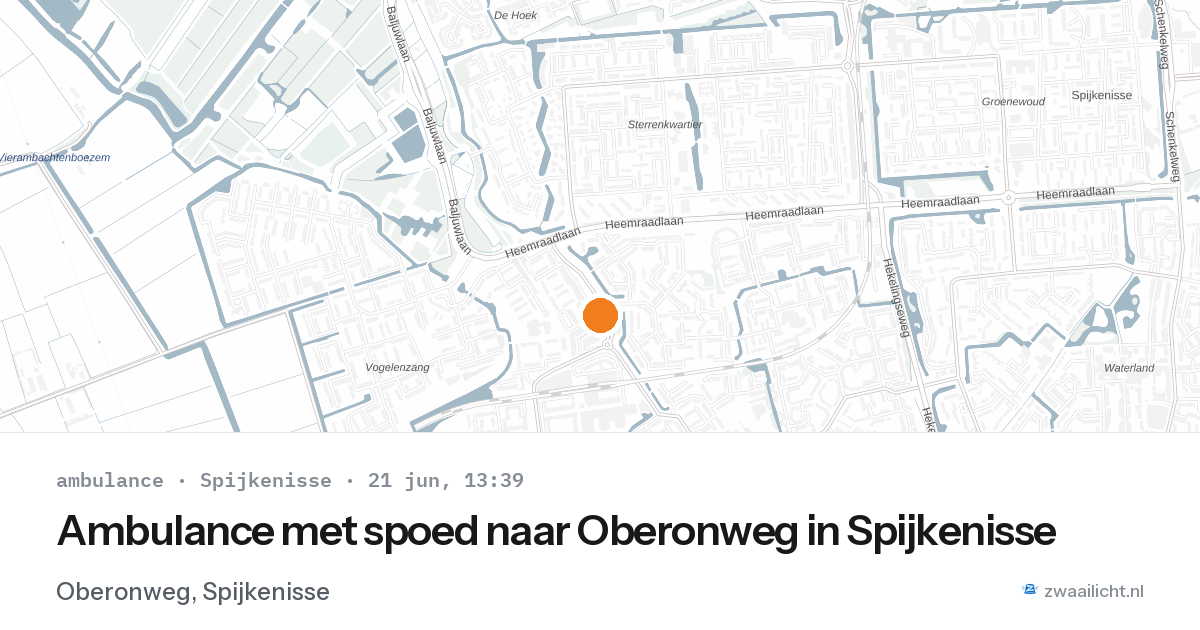 Ambulance met spoed naar Oberonweg in Spijkenisse — 21 jun 2026